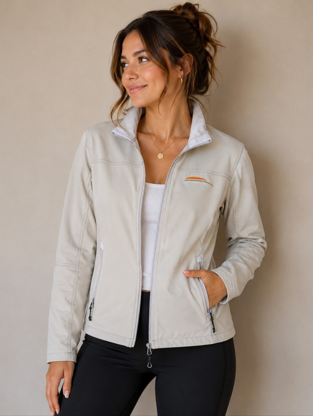 Chlorophylle | Light Beige Women's Zip-Up Jacket, Size S